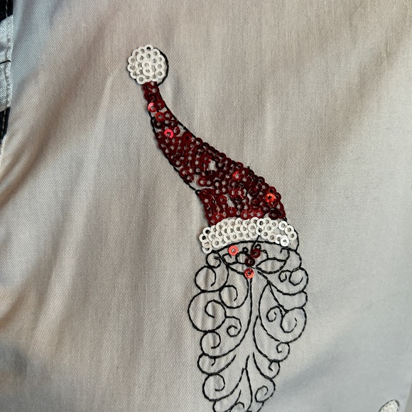Berek XL Sequin Santa Holiday Button Down Tunic Top - Picture 5 of 16